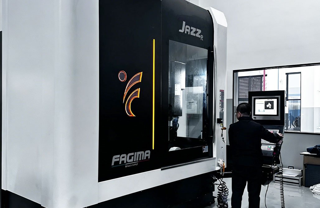 Senior machinist monitoring a 5-axis CNC milling process for high-precision custom parts at XINGDA CNC.