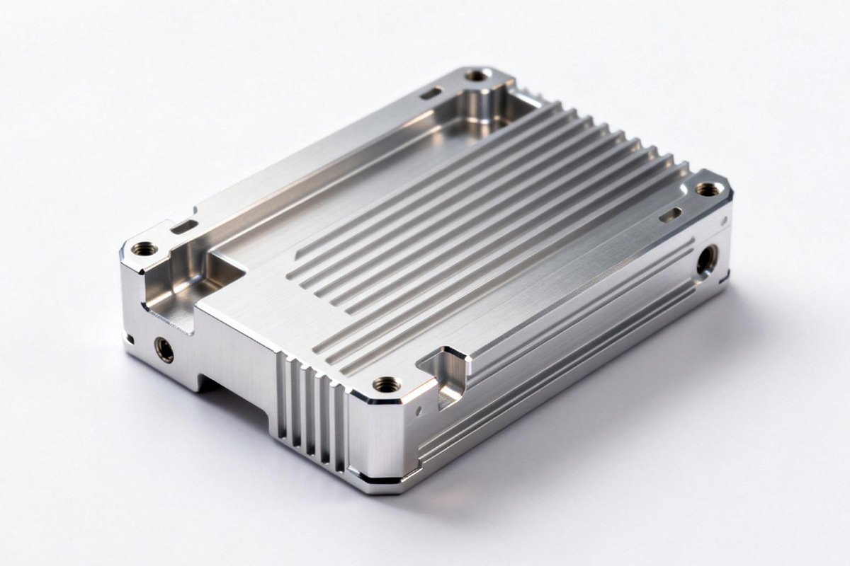Custom CNC machined aluminum electronic enclosure prototype for hardware product development.