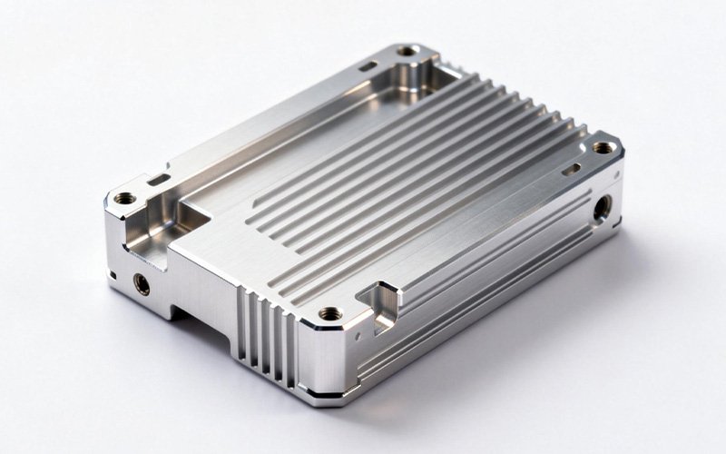 Custom CNC machined aluminum electronic enclosure prototype for hardware product development.